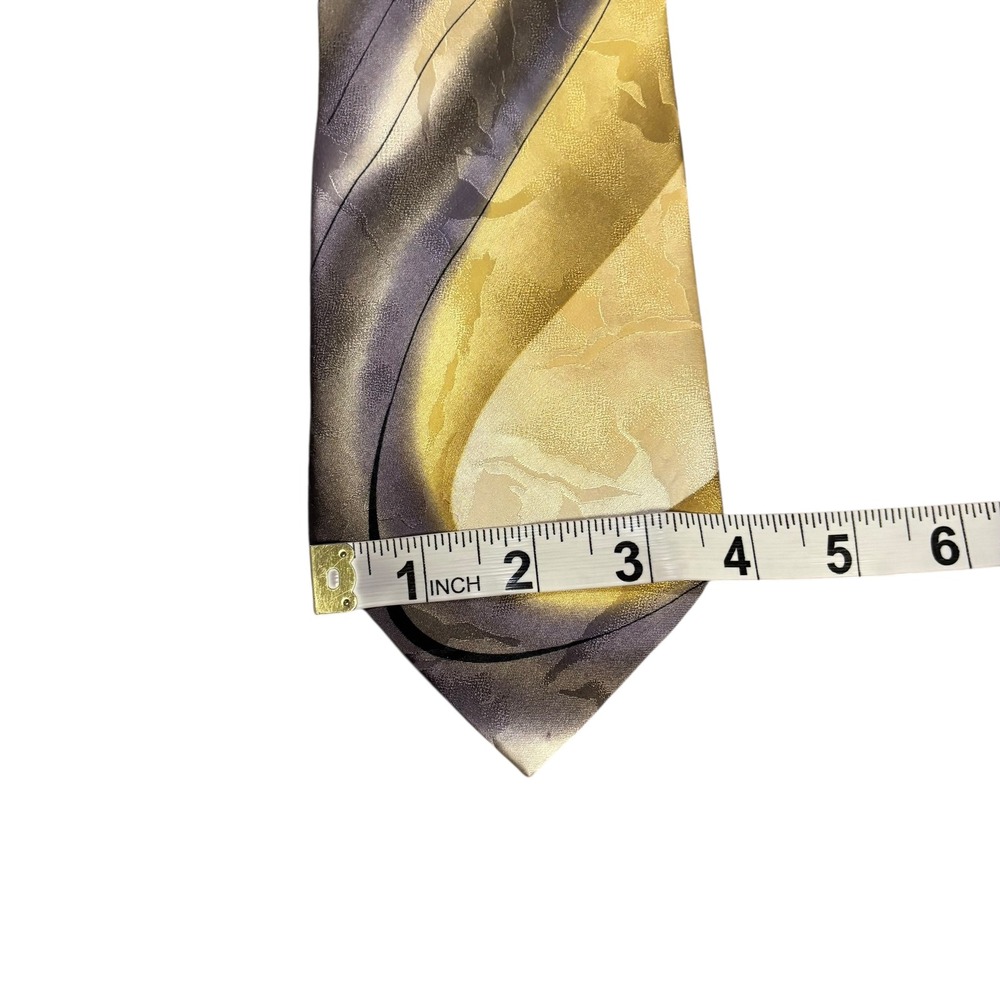 J GARCIA Silk Tie Mens Wetlands Collection 1996 Abstract Swirl‎ Yellow Purple - Picture 6 of 7